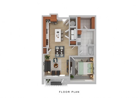 Floor plan for 1 bed, 1 bath, 760 sqft